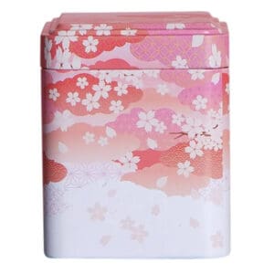 Boite à Thé Métal Rose et Cerisiers