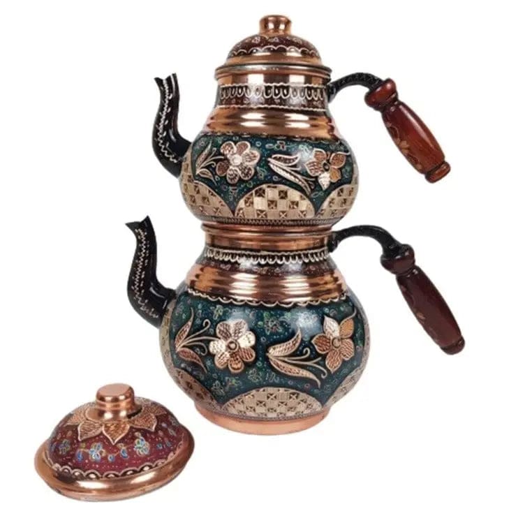 Theiere-Turque-Double-Etage-en-Cuivre-et-a-Fleurs-1665507676 Théière Turque Double Étage en Cuivre et à Fleurs